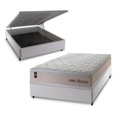 Conjunto Box Baú Branco Roma Bege 138x188x78 c/ Molas Ensacadas