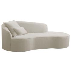 Divã Recamier Curvo Sala De Estar Recepção Inglaterra 150cm Lado Direito Linho - Adj Decor Cor Bege