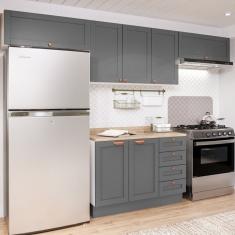 Cozinha Modulada 4 Peças Com 3 Aéreos E Balcão 120Cm Arizona Cabecasa Madeiramadeira Branco/Cinza