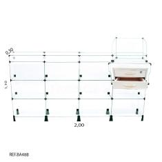 Balcão de Atendimento Caixa Modulado em Vidro + Gaveta Dupla Branco - 2,00 x 1,10 x 0,30