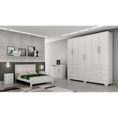 Guarda Roupa Solteiro com Pés 6 Portas 6 Gavetas - Encant-Branco - Móveis Novo Horizonte