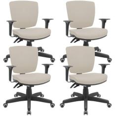 Kit 04 Cadeiras de Escritório Executiva Office Giratória Preto Baixa F