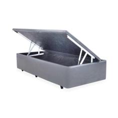 Base Box Baú Solteiro Sintético Cinza - 88x188 - Colchão dos Sonhos