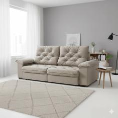 Sofá 3 Lugares Linoforte Luggero Revestido em Tecido Suede Assento Retrátil Encosto Reclinável - 200cm de Largura