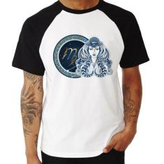 Camiseta Raglan Signo Virgem Astrologia - Foca na Moda, Branco, Preto,
