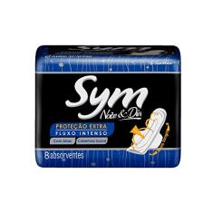 Absorvente Sym Noite & Dia Cobertura Suave com Abas 8 Unidades, Sym, Branco