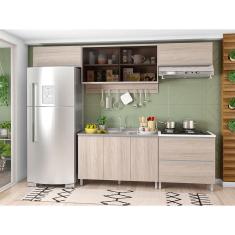 Cozinha Completa Bartira Amazonita com 8 Portas, 1 Gaveta e 4 Prateleiras - 280cm de largura