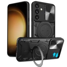 Capa para Galaxy S23 5G, projetada para Samsung S23 23S com protetor de câmera, suporte magnético invisível para carro, capa resistente à prova de choque de grau militar para mulheres e homens, 15,5