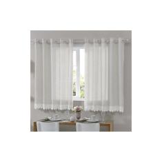 Cortina para Cozinha Bella Janela 300x120 cm Novara Branco
