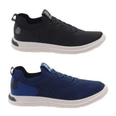Kit 2 Tênis Casual Masculino Knit Confortável Macio-Masculino