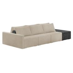 Sofá Ilha 3 Lugares Living 312cm Modulado Sala Lary Bouclê/PU Pto K01 