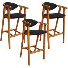 Kit 03 Banquetas Alta Para Cozinha Bancada Bar Sala de Jantar Fixa Cec