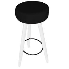 Kit 02 Banqueta Alta Flora Pés Palito em Madeira Branco  Bar Bistrô Co