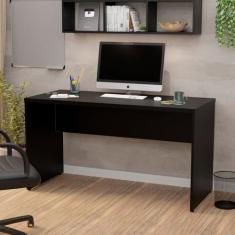Mesa De Escritório 1.40x60 Tampo 30mm Nogal Netmobil, Preto