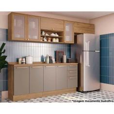 Cozinha Completa Botanic 7 Peças (3Aéreos+2Balcões+2Complemento) M656 Nogueira/Fendi - Kappesberg