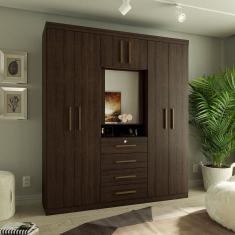 Guarda-roupa Casal com Espelho 7 Portas 4 Gavetas Advantage Capuccino Wood