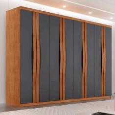 Guarda Roupa Casal Dunas com 8 Portas e 4 Gavetas MDF Moderna, Natural