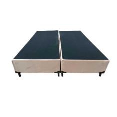 Base Box Casal Bipartido Blindado Suede Bege