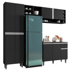 Cozinha Modulada Completa Vanessa 5 Peças 230cm Preto Fosco - Desk Design