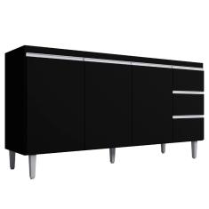 Balcão Para Pia Andréia 160 Cm 3 Portas Preto Ajl