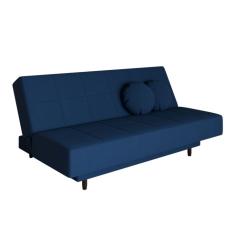 Sofá-Cama Casal 3 Lugares Jimmy Suede Azul Marinho