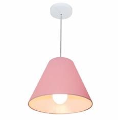Lustre Pendente Cone Md-4028 Cúpula Em Tecido 25/30x12cm Rosa