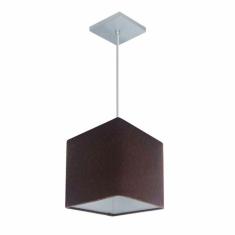 Lustre Pendente Quadrado Md-4223 Cúpula Em Tecido 15/13x13cm