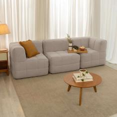 sofá guldi popup com 2 módulos canto e central linho cru