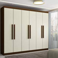Guarda-Roupa Casal Império 6 Portas 2 Gavetas Imbuia/Champanhe - Pnr Móveis