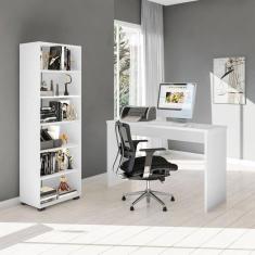 Conjunto Home Office 2 Peças 1 Estante e 1 Escrivaninha Gávea Espresso Móveis Branco