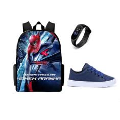 Bolsa Masculina Escolar lançamento Mais Relogio E Tenis Casual Juvenil