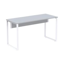 Mesa Escritório P25 Tub Pandin 120 Cm (larg) Tampo Mdp Cinza Pé Aço Tubular Branco