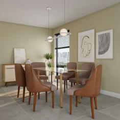 Conjunto com 2 Cadeiras de Jantar Âmbar ii Imbuia e Off White