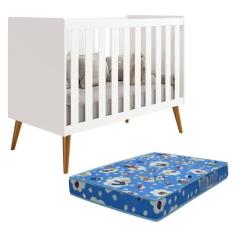 Berço Americano Isis Branco com Colchão Baby Physical - Reller Móveis,