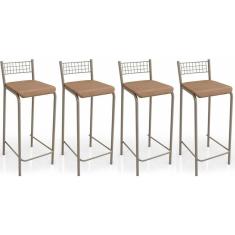 Banqueta Gênova B705 Kit 4 Un Niquel/capuccino 31 - Kappesberg