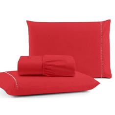 Jogo de Lençol Cama Casal 3 peças 100% Algodão Percal 180 fios Ponto P