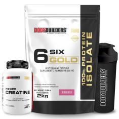 Kit 6 Six Gold 100% 2kg + Creatina Power 300g + Coqueteleira 600ml - Bodybuilders-Unissex