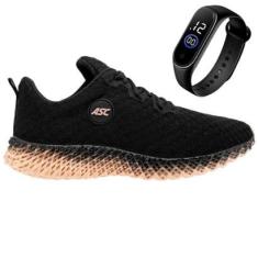 Tenis Feminino Esporte Com Cadarço Academia Caminhada Conforto Com Relógio-Feminino