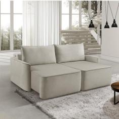 Sofá Retrátil 260cm com Kit Entrada USB 4 Lugares Moon 2321 Bege Creme