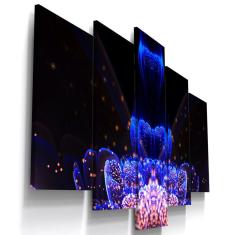 Quadros Decorativos Flor Azul Preto Abstrato Sala 