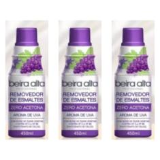 Beira Alta Zero Acetona Removedor De Esmaltes Uva 450ml (Kit C/03)