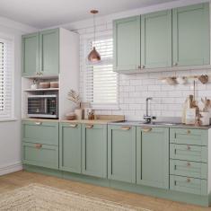 Cozinha Modulada 4 Peças com Torre para Microondas Arizona CabeCasa MadeiraMadeira Branco/Menta