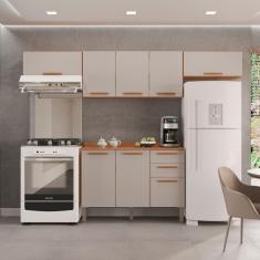 Cozinha Compacta 4 Peças 8 Portas 2 Gavetas Bella Cinamomo/Off White
