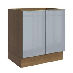 Balcão Madesa Lux 70 cm 2 Portas - Rustic/Cinza (Sem Tampo), Rustic/Ci