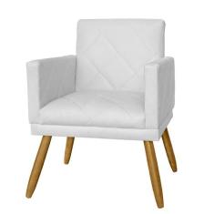 Poltrona Decorativa Pés Palito Nina Estilo Matelassê Branco - DS Estof