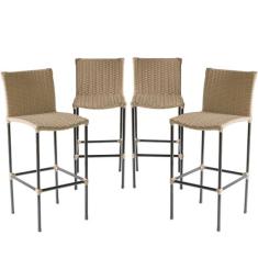 Conjunto 4 Banquetas Havaí em Fibra Sintética Trama Dupla Fibra Proteç