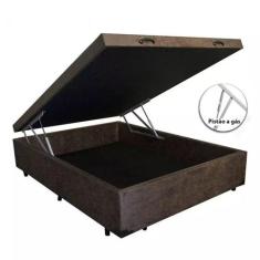 Cama Box Baú Viúvao Suede Marrom Com 128cm de Largura - imperium do So