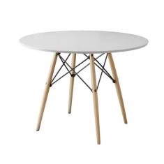 Mesa de Jantar Redonda Eiffel Wood Branco 110 cm - Shekinah