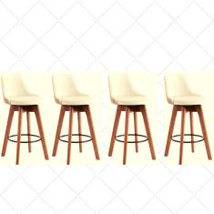 Kit 4 Banquetas Gourmet Para Cozinha Ou Bancada Bege Claro