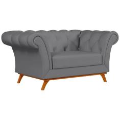 Sofá 150cm 2 Lugares Base Madeira Império D-317 Veludo Cinza - Domi